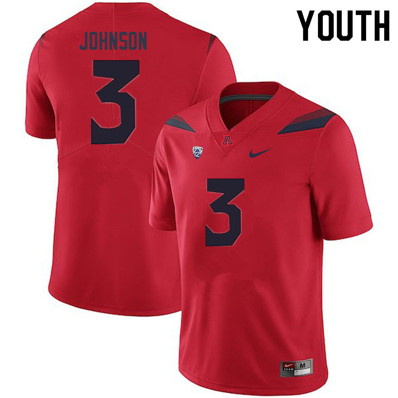 Youth #3 Jalen Johnson Arizona Wildcats College Football Jerseys Sale-Red